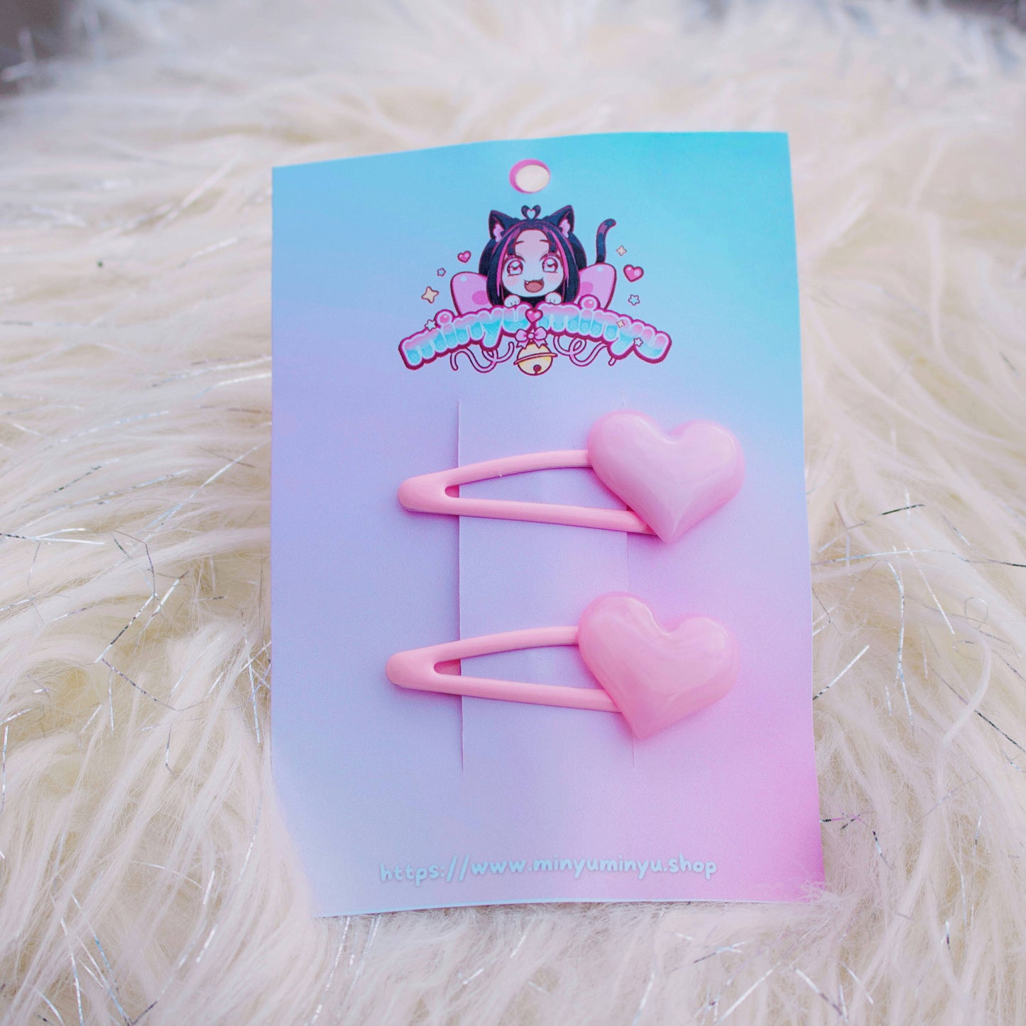 💗 Barrettes Cœur Kawaii – Lot de 2