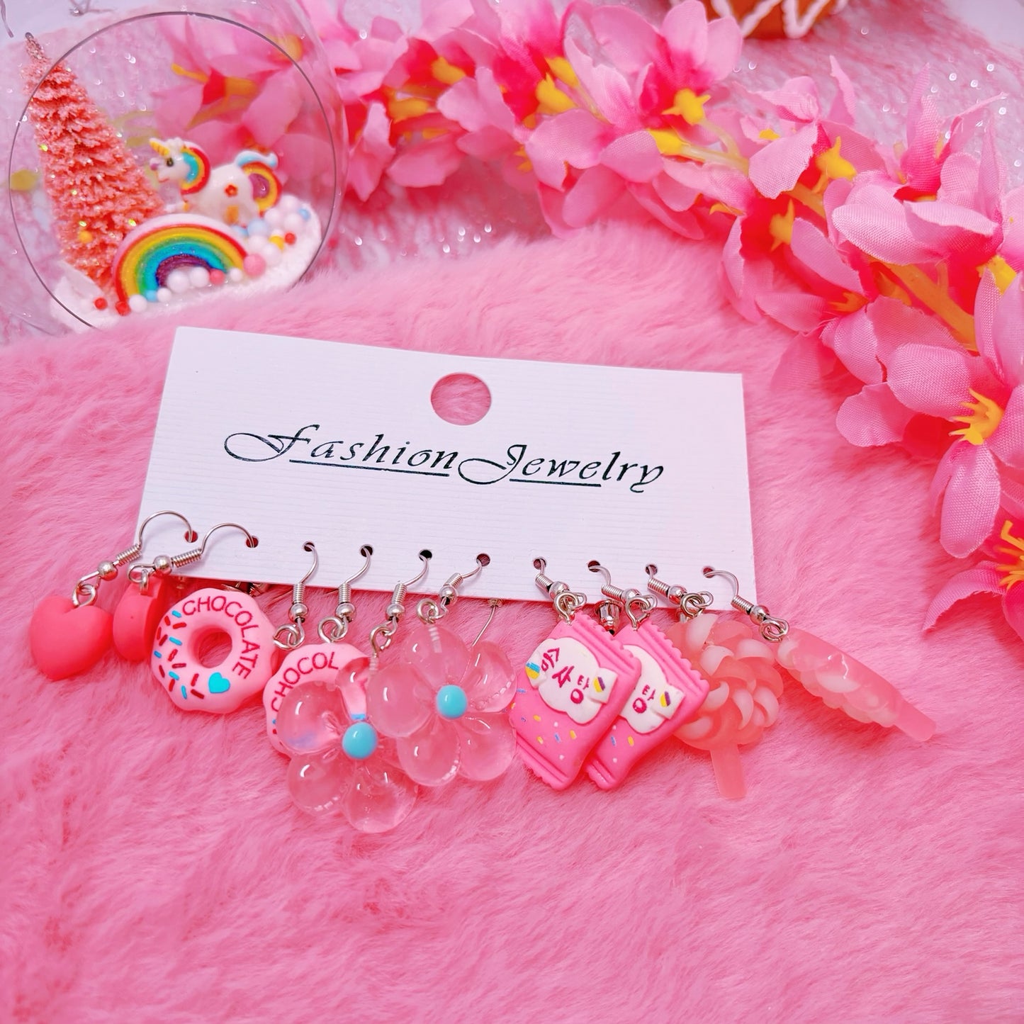 SET DE BOUCLE D'OREILLE ROSE