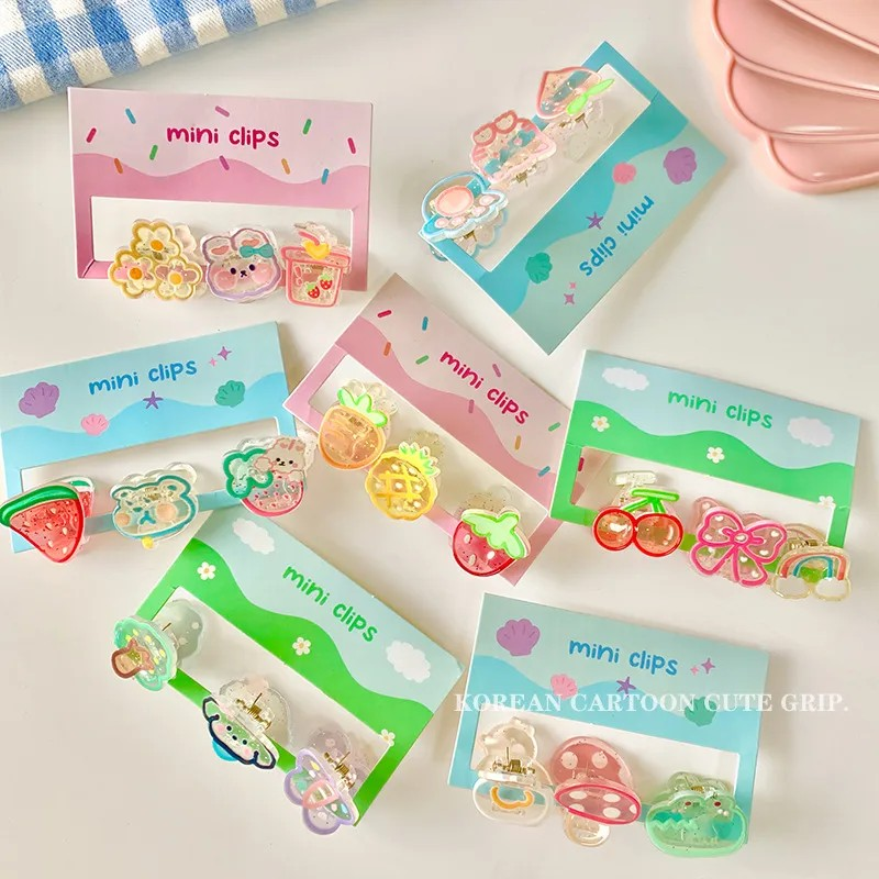 🧸 Lot de 3 Mini Pinces à Cheveux Kawaii