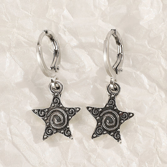 🌟 Boucles d'Oreilles Étoiles Tourbillonnantes – Style Vintage Argenté