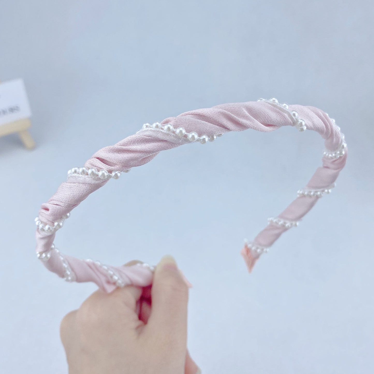 🎀 Serre-Tête Rose Pearl Twist