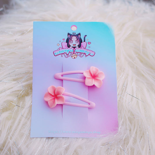 🌸 Duo de Pinces Fleur "Aloha Pink" – Édition Kawaii