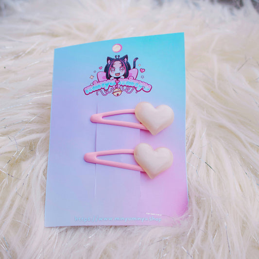 💗 Barrettes Cœur Kawaii – Lot de 2
