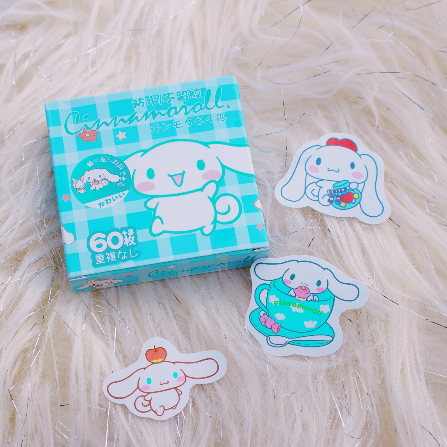 💙 Boîte de Stickers Cinnamoroll – 60 pcs (Sanrio)