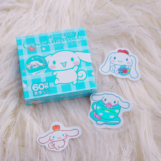 💙 Boîte de Stickers Cinnamoroll – 60 pcs (Sanrio)