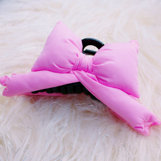 ✨ Pince à Cheveux Noeud Coussiné Rose