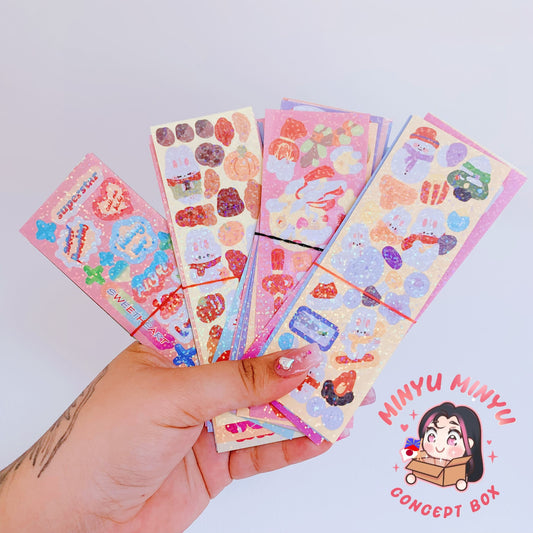 Lot de 10 Planche de Stickers Kawaii Holographiques - Décoration, Scrapbooking et Création