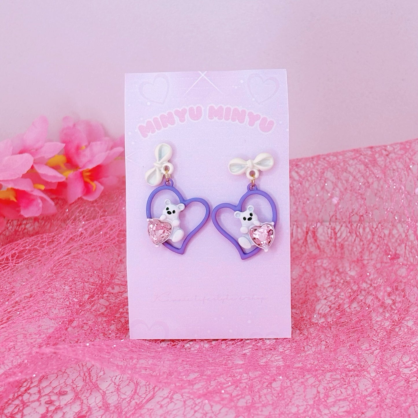 BOUCLE D'OREILLE : PURPLE BEAR