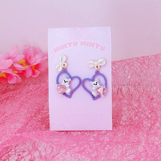 BOUCLE D'OREILLE : PURPLE BEAR