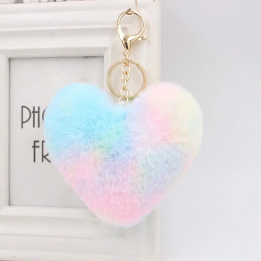 PORTE CLE COEUR FLUFFY