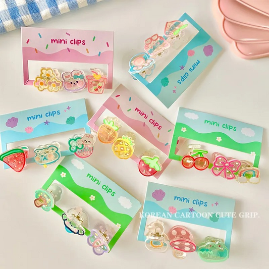 🧸 Lot de 3 Mini Pinces à Cheveux Kawaii