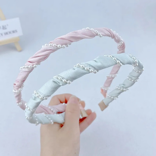 🎀 Serre-Tête Rose Pearl Twist